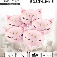 Воздушный шар фольгированный 18" &laquo;Кошечка - принцесса&raquo;, набор 5 шт.