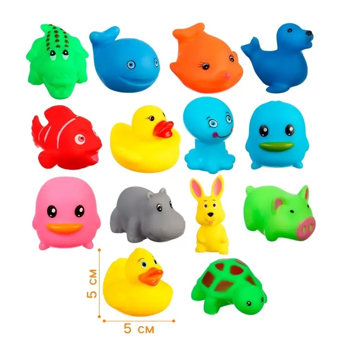 Резиновые игрушки для ванны &laquo;Малыши&raquo;, с пищалкой, в наборе 14 шт., Крошка Я