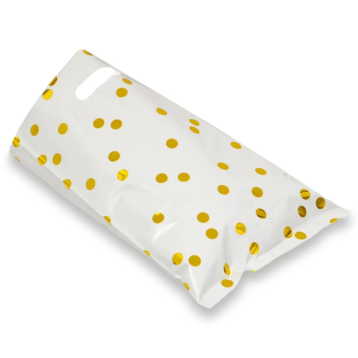 Набор подарочных пакетов, металлизированныей, Набор подарочных пакетов, металлизированныей, "Горох" белый 17х25 см , 20 микрон 10 шт набор