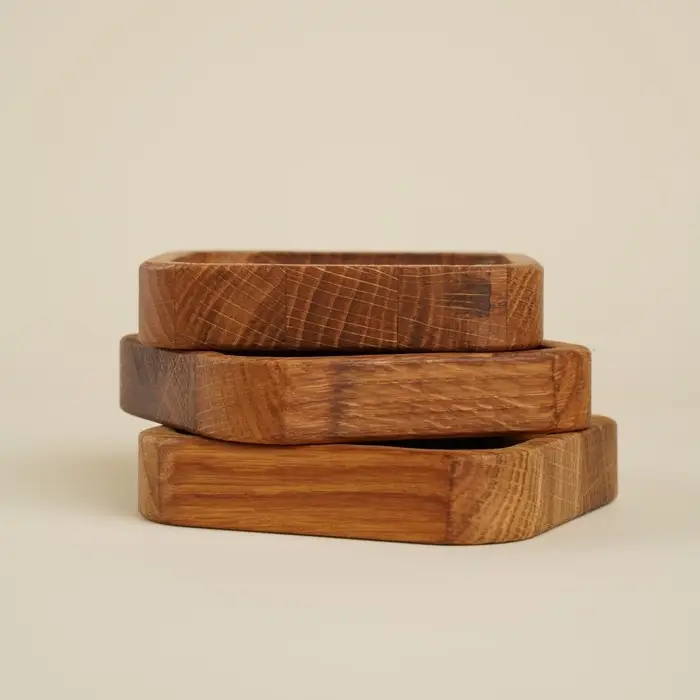 Набор тарелок - подставок SL Home, 10&times;10&times;2 см, 3 шт., дуб