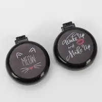 Расчёска массажная BLACK, складная, с зеркалом, d=6.5 см, МИКС