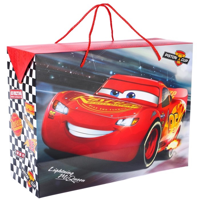 Пакет подарочный, 40х30х15 см, упаковка, Тачки