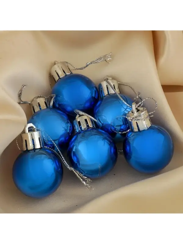 Ёлочные игрушки &laquo;Глянец&raquo;, шары новогодние, d=3 см, набор 6 шт., синий