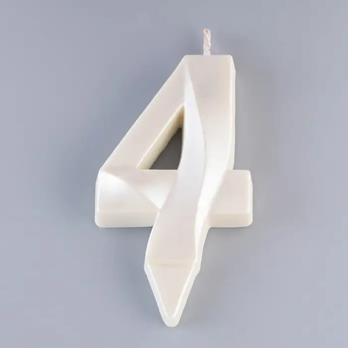 Свеча в торт «Грань», цифра 4, жемчужный, 6.5 см