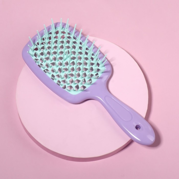 Расчёска массажная, широкая, вентилируемая, 8,5 × 20,5 см, PVC коробка, цвет сиреневый/бирюзовый Расчёска массажная, широкая, вентилируемая, 8,5 × 20,5 см, PVC коробка, цвет сиреневый/бирюзовый