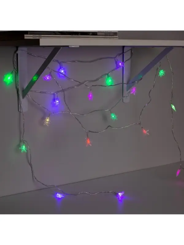Гирлянда &laquo;Нить&raquo; 5 м с насадками &laquo;Снежинки малые&raquo;, IP20, прозрачная нить, 20 LED, свечение мульти (RG/RB), мигание, 220 В