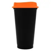 Стакан с крышкой Color Cap Black, черный с оранжевым