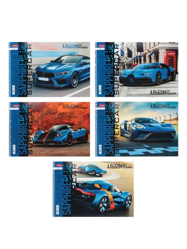 Альбом для рисования BLUEsupercar А4, 32 листа, на гребне, плотность листов 100 г/м&sup2;, обложка из мелованного картона, МИКС