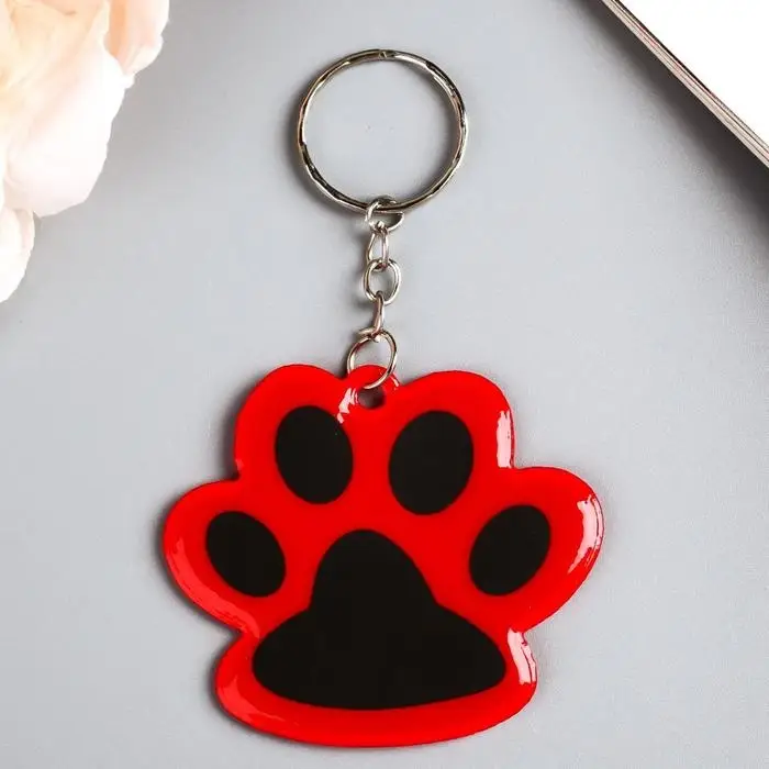 Брелок для ключей на кольце «Лапка», светоотражающий, 5.5×5 см, МИКС