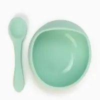 Тарелка детская на присоске и ложка, бирюзовый, Mum&Baby Тарелка детская на присоске и ложка, бирюзовый, Mum&Baby