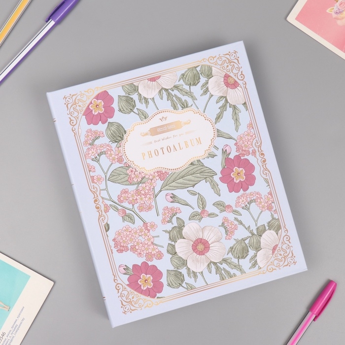 Фотоальбом на 80 фото 10х15 см Фотоальбом на 80 фото 10х15 см "Цветочный прованс" в коробке голубой 5х19х23 см