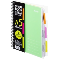 Бизнес-тетрадь 140л,кл,А5,SPIRAL BOOK Салатовый,евросп,обл.пл,раздел.84108