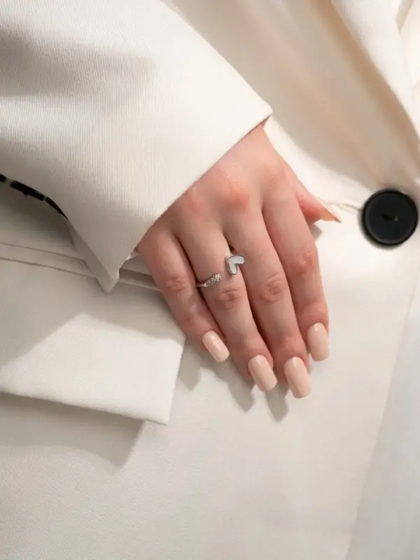 Кольцо &laquo;Сердце&raquo;, мультяшное, белое в серебре, безразмерное