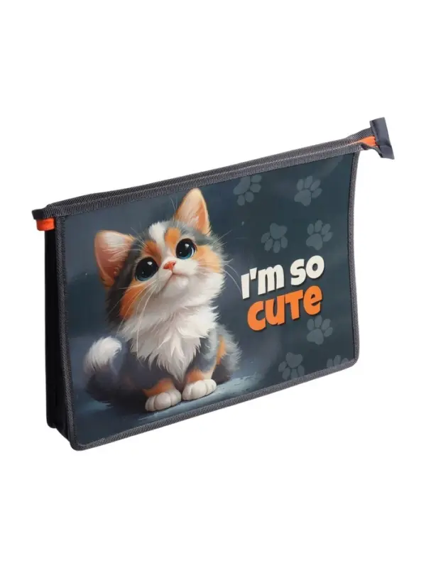 Папка для тетрадей А4 &laquo;Котенок&raquo;, молния сверху, ламинированный картон