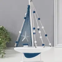 Сувенир дерево "Парусник с морской звездой на парусе" бело-синий 17,5х4х31 см