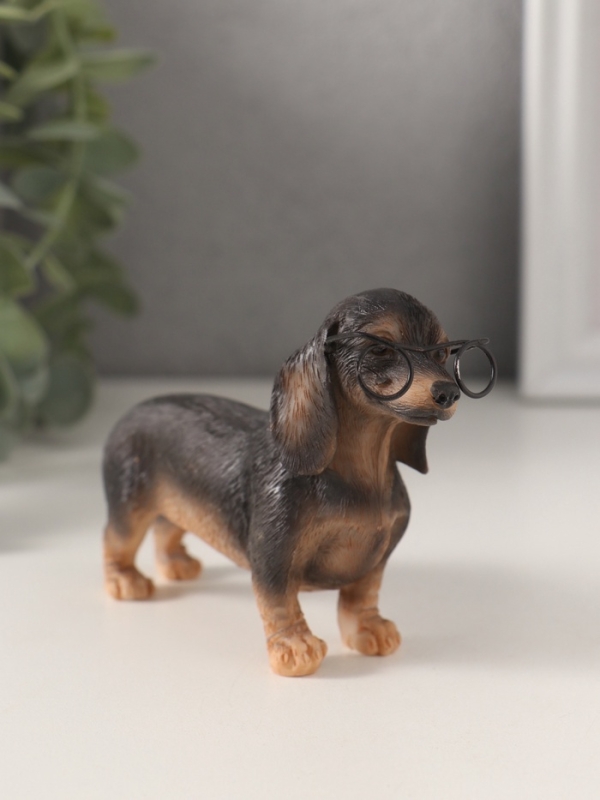 Сувенир полистоун "Такса в очках" 11,5х4х7,5 см