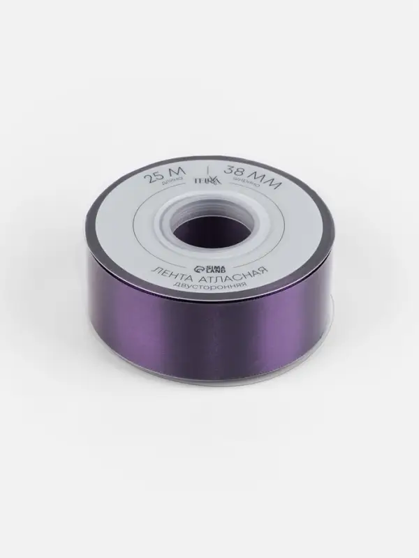 Лента атласная TEIRA, двухсторонняя, 38 мм, 25&plusmn;1 м, фиолетовая №476