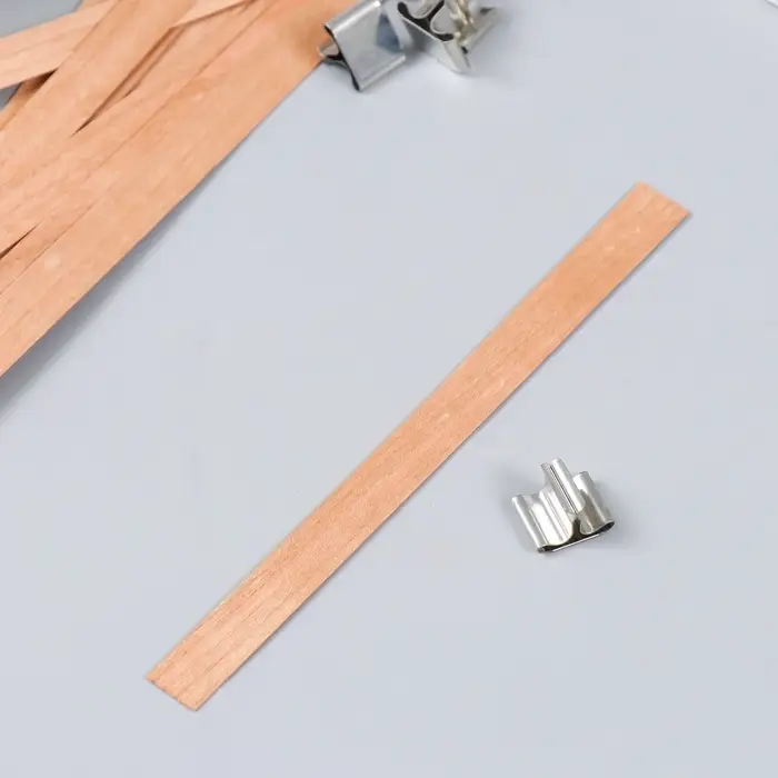 Фитиль для свечи дерево с металлическим держателем 1,3х15 см