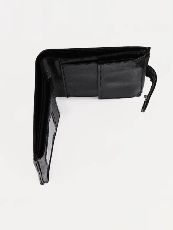 Портмоне мужское на кнопке, 2 в 1, для автодокументов, 4 отдела, для карт, для монет, чёрное