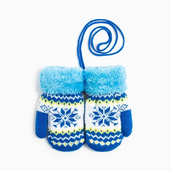 Варежки детские, голубые, размер 13 (2-4 года) Варежки детские, голубые, размер 13 (2-4 года)