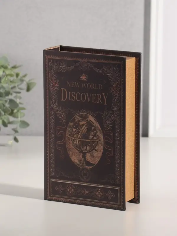 Шкатулка книга - сейф &laquo;Открытие нового мира&raquo;, дерево, искусственная кожа, 21&times;13&times;5 см