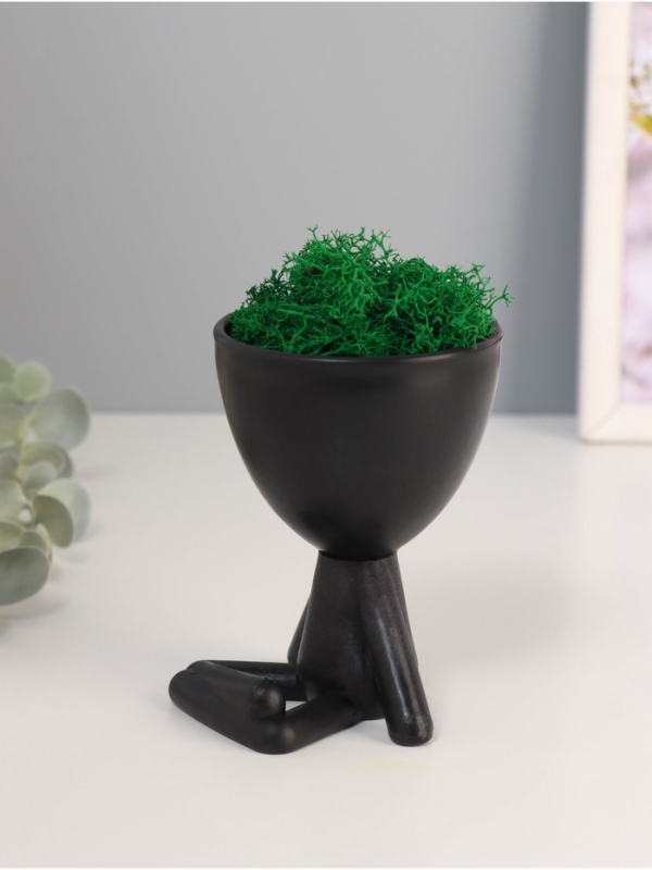 Кашпо пластиковое "Мистер Грин йог" 10,5*7,5*7,3 см черный