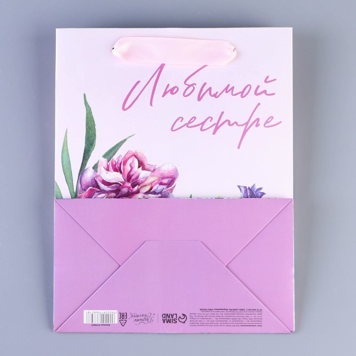 Пакет подарочный ламинированный вертикальный, упаковка, «Любимой сестре», MS 18 х 23 х 10 см Пакет подарочный ламинированный вертикальный, упаковка, «Любимой сестре», MS 18 х 23 х 10 см