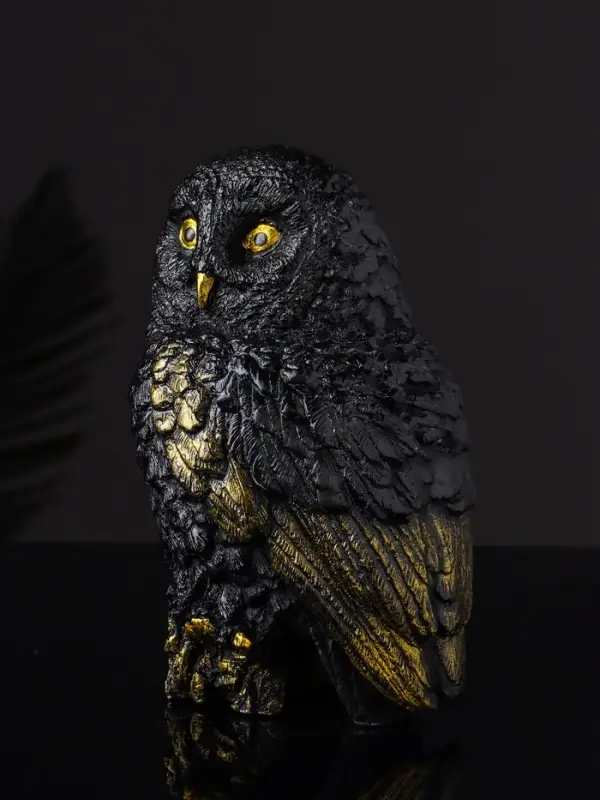 Статуэтка "Сова на пеньке" 14х9х10 см, цвет черный