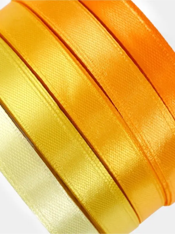 Атласная лента, набор 5 шт., 10 мм, 23&plusmn;1 м, жёлтый, оранжевый