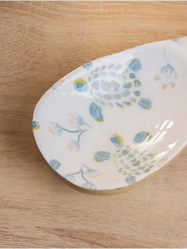 Подставка под ложку &laquo;Черепаха и цветы&raquo;, 25.5&times;9&times;3.8 см, дерево манго