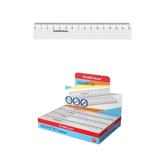 Линейка 15 см ErichKrause Линейка 15 см ErichKrause "Clear", пластиковая, с волнистым краем, прозрачная