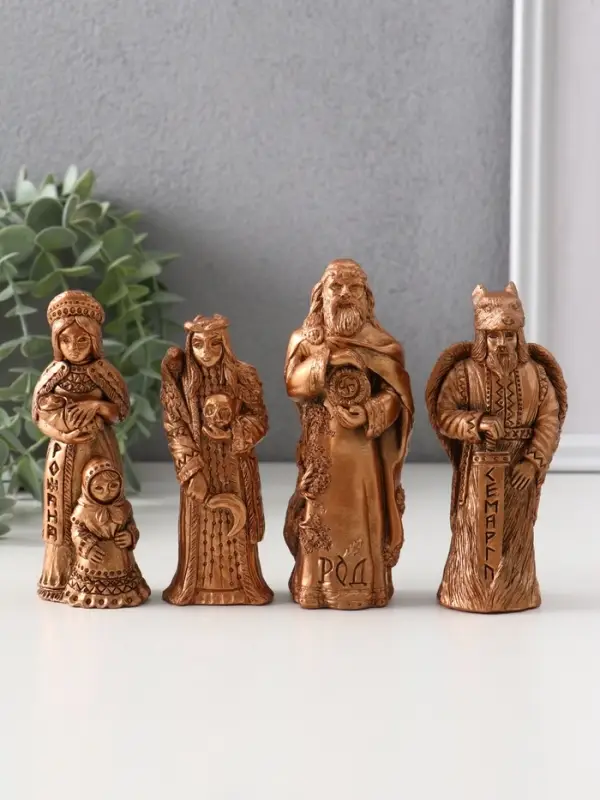 Фигуры "Славянские боги" набор 4 шт, высота от 10,5 до12,5 см, бронза
