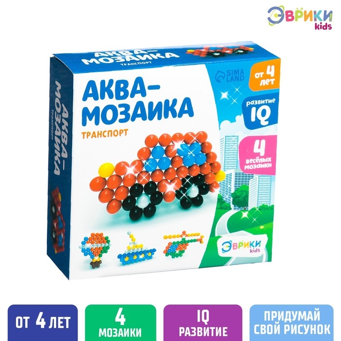 Аквамозаика для детей «Транспорт», 4 фигурки Аквамозаика для детей «Транспорт», 4 фигурки