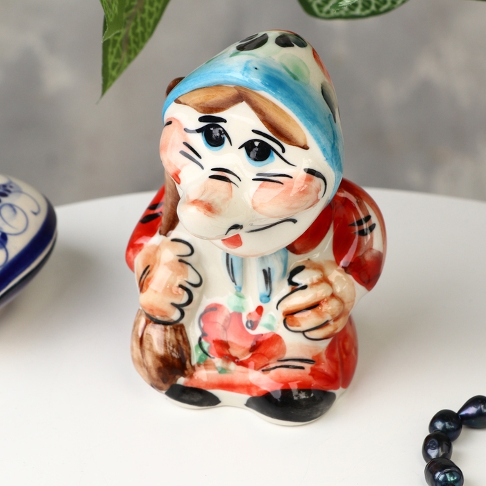 Сувенир «Буся», гжель, цвет, 12х8 см