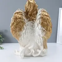Фигура "Ангел на колене" большой, белый с золотом, 58х48х38 см