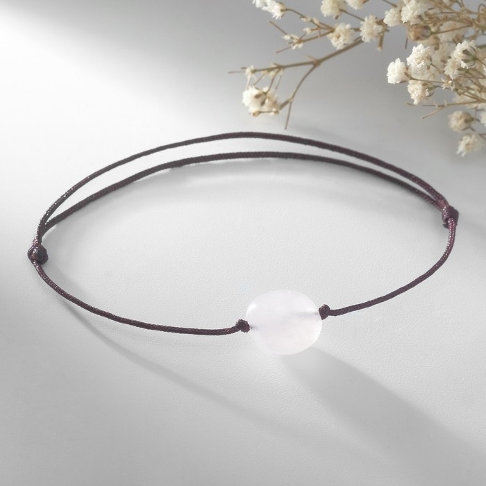 Браслет желаний «Кварц розовый» на коричневой нити, длина регулируется Браслет желаний «Кварц розовый» на коричневой нити, длина регулируется