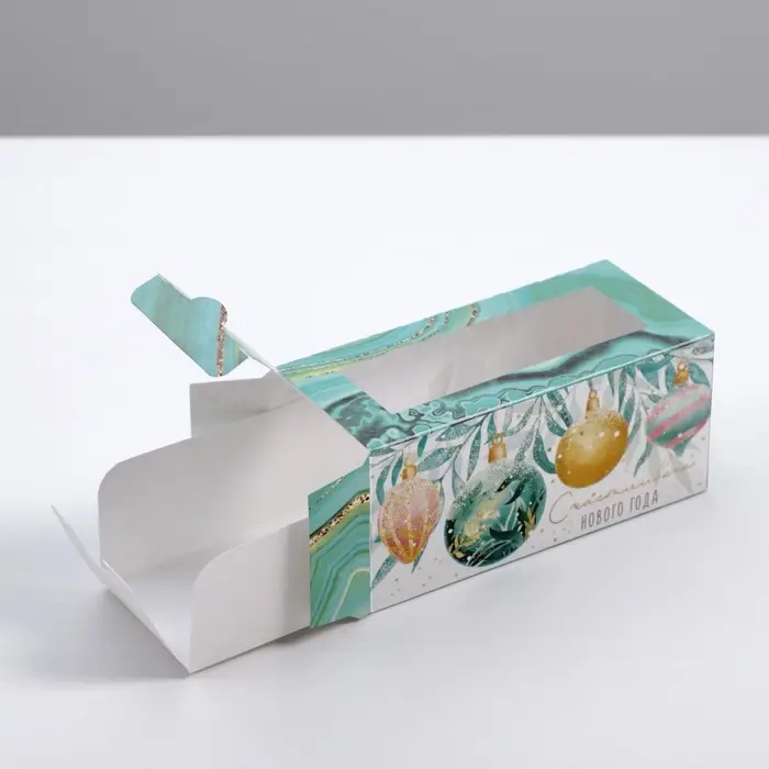 Коробка новогодняя для макарун &laquo;Счастливого Нового года&raquo; 12&times;5.5&times;5.5 см