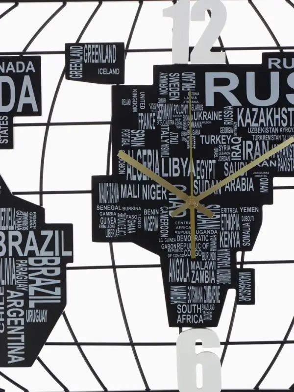 Часы настенные интерьерные &laquo;Карта мира&raquo;, бесшумные, плавный ход, 40&times;78 см, от батарейки 1&times;АА