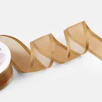 Лента декоративная, капроновая/атласная, 40 мм, 18&plusmn;1 м, бежевая