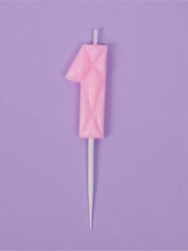 Свеча для торта «Цифра 1», светло-розовая Свеча для торта «Цифра 1», светло-розовая