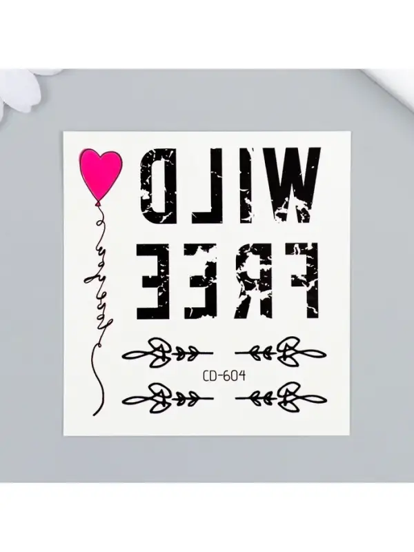 Переводные тату чёрные Wild free, временные татуировки, 8×7.5 см