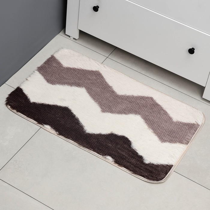 Коврик для дома Доляна &laquo;Зиг-заг&raquo;, 50&times;80 см, цвет коричневый