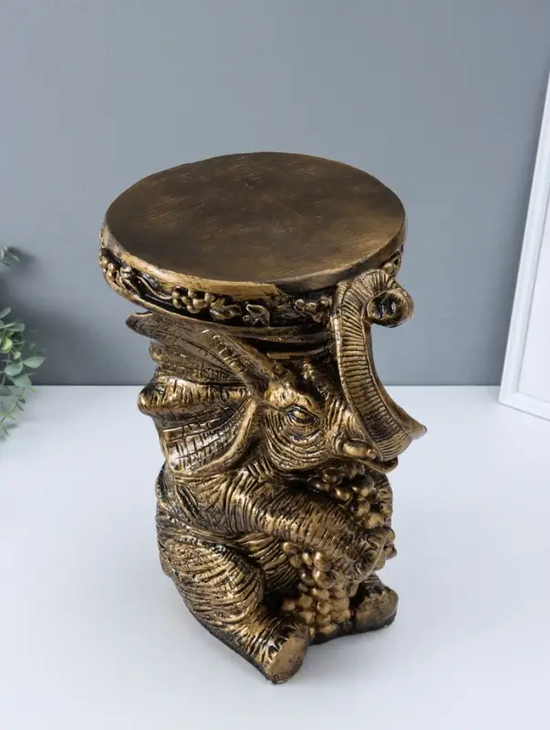 Фигура-подставка "Слон сидя" чёрный с золотом, 44х37х30 см