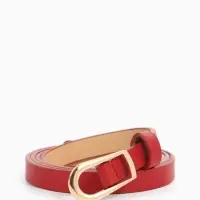 Ремень женский тонкий, 110&times;1.2 см, пряжка металл, золотистая, красный