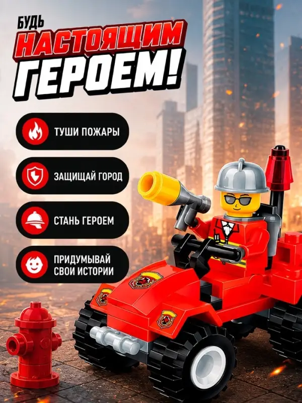 Конструктор &laquo;Пожарная машина&raquo;, 38 деталей