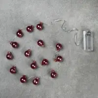 Гирлянда &laquo;Нить&raquo; 1.6 м с насадками &laquo;Шарики с розовым конфетти&raquo;, IP20, серебристая нить, 15 LED, от батареек АА&times;2, свечение тёплое белое