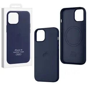 Чехол для iPhone 14 Leather Case 100% ORG Ink (MagSafe ) c LOGO