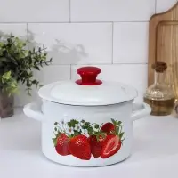 Кастрюля эмалированная, 5 л, с крышкой, деколь МИКС, белая