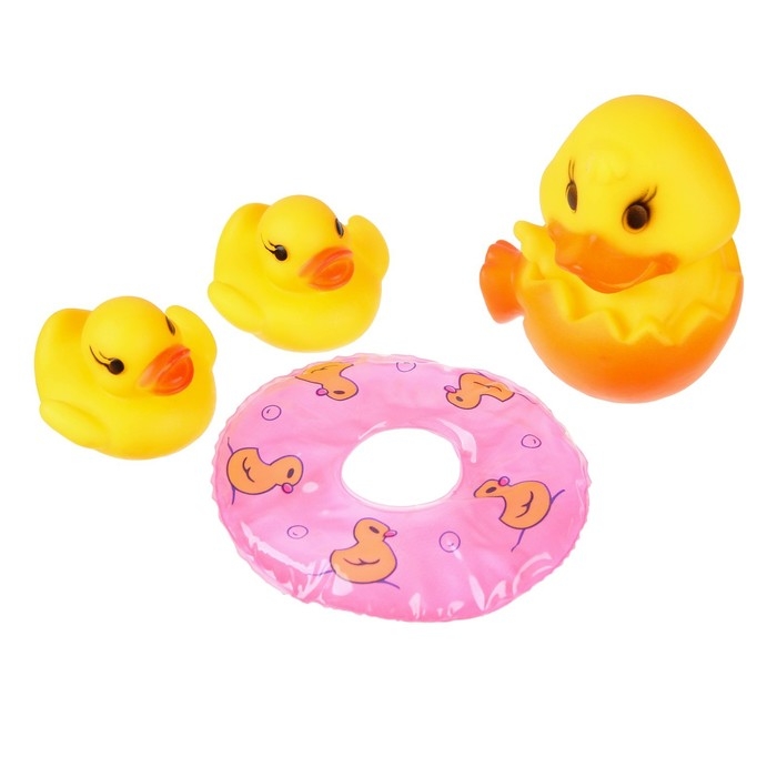 Набор резиновых игрушек для ванны «Утята с кругом», 8 см, с пищалкой, 4 шт., цвет МИКС, Крошка Я Набор резиновых игрушек для ванны «Утята с кругом», 8 см, с пищалкой, 4 шт., цвет МИКС, Крошка Я
