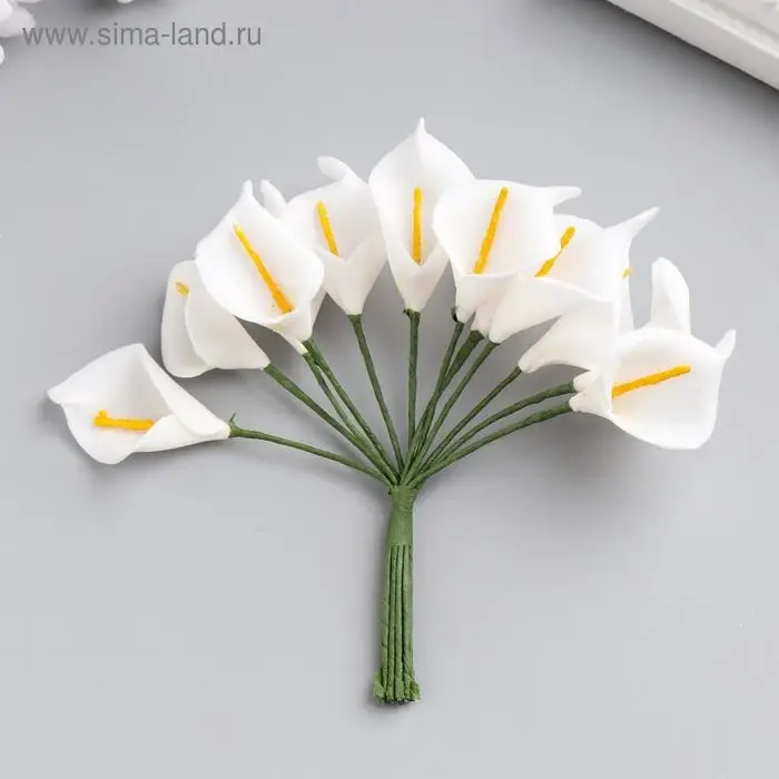 Декор для творчества "Белые каллы" (набор-букет 12 цветков) 10 см Декор для творчества "Белые каллы" (набор-букет 12 цветков) 10 см